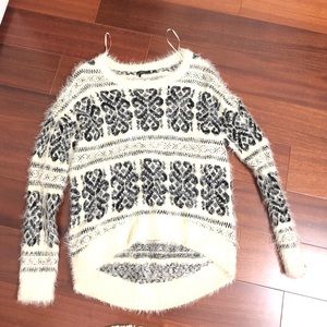 Cream and White Fuzzy Sweater